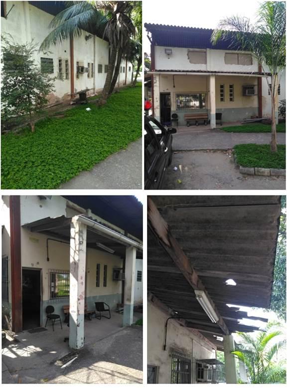 Fachada antes do inicio da obra; telhados quebrados